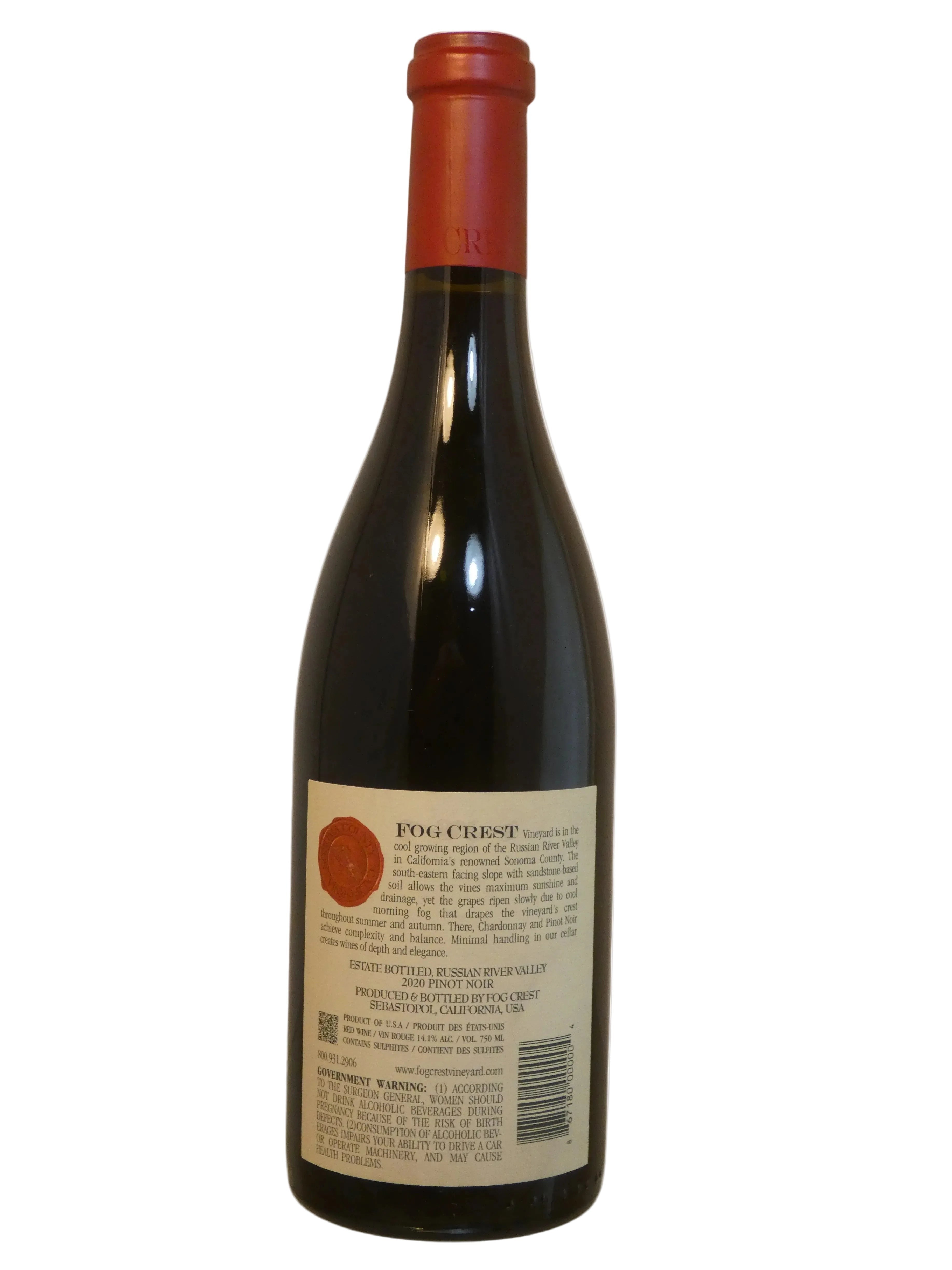 Fog Crest Estate Vineyard Pinot Noir - 2020 (750ml)