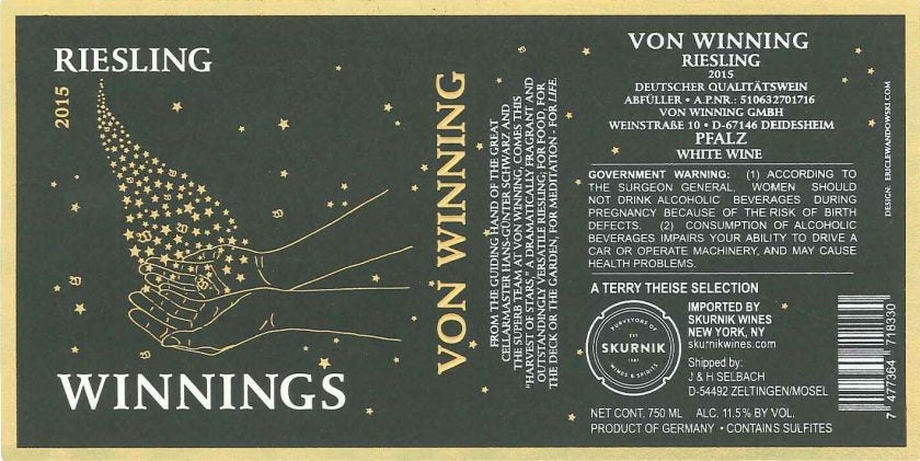 Von Winning Riesling Winnings - 2025 (750ml)