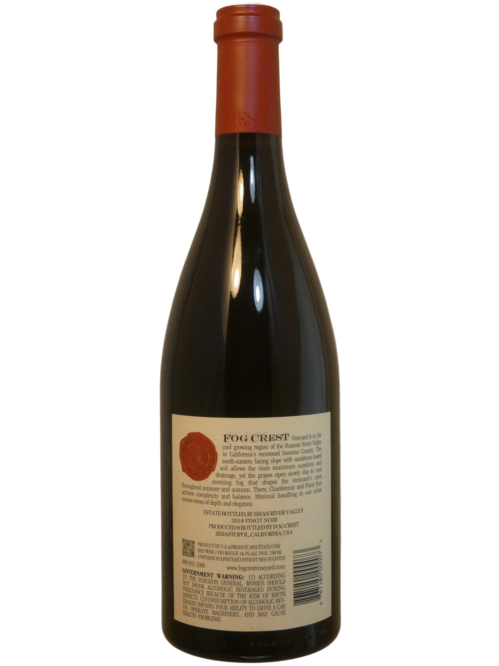 Fog Crest Vineyard Upper Block Estate Pinot Noir - 2018 (750ml)