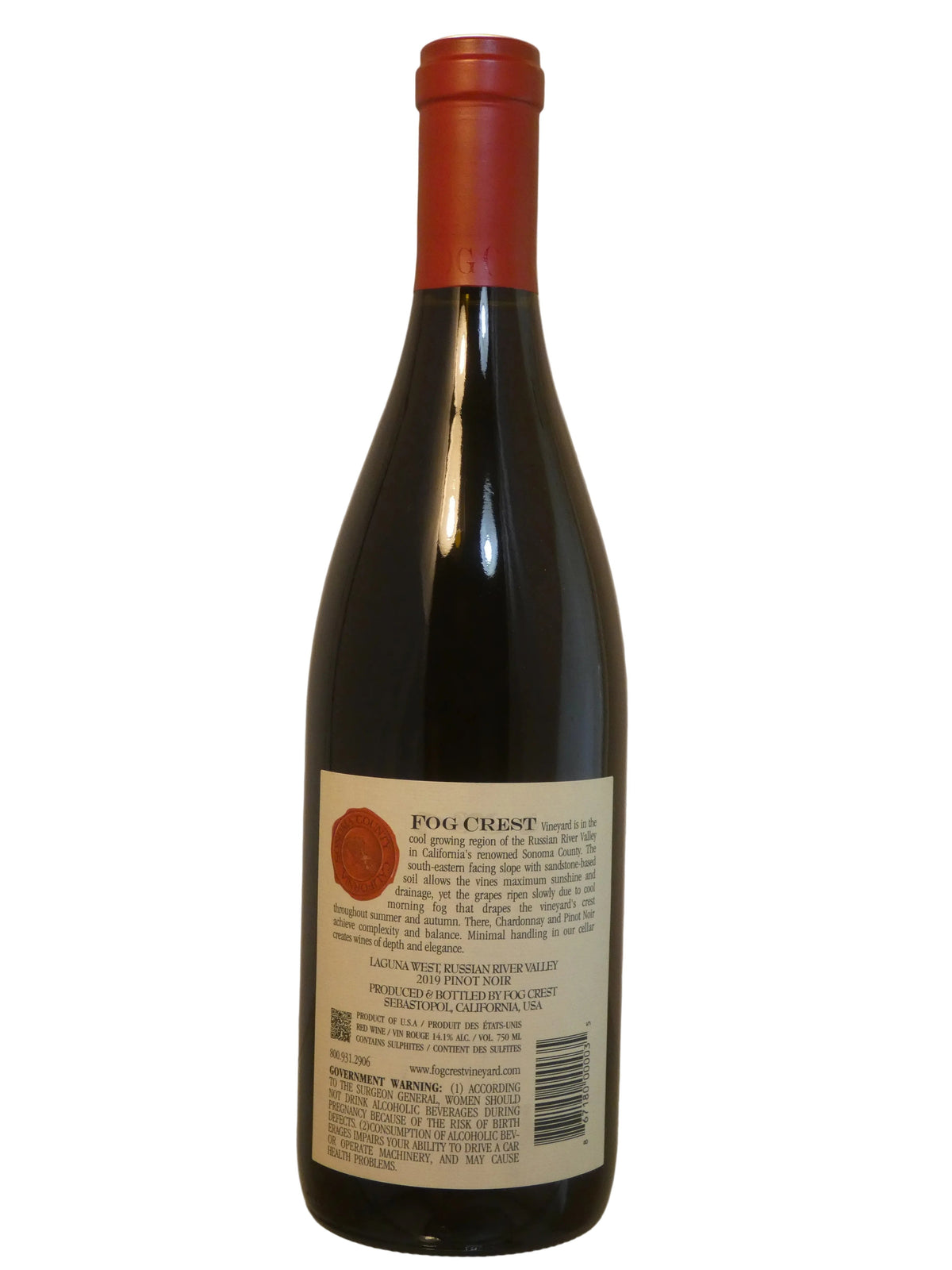 Fog Crest Vineyard Laguna West Pinot Noir - 2019 (750ml)