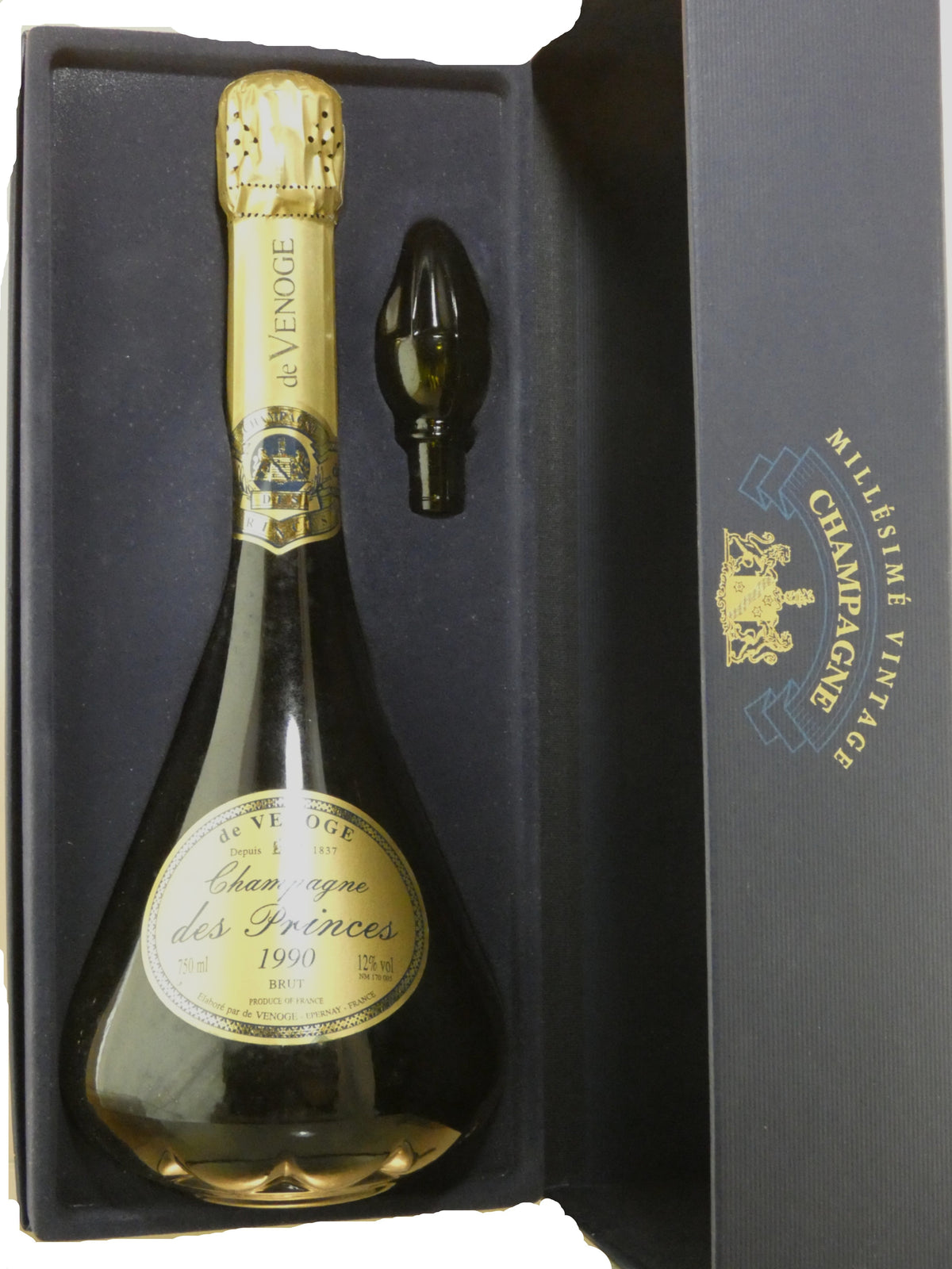 De Venoge Brut Millesime w/Box with glass stopper - 1990 (750ml)