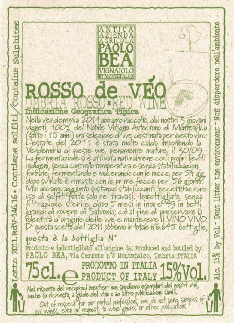 Paolo Bea Rosso de Veo - 2009 (750ml)