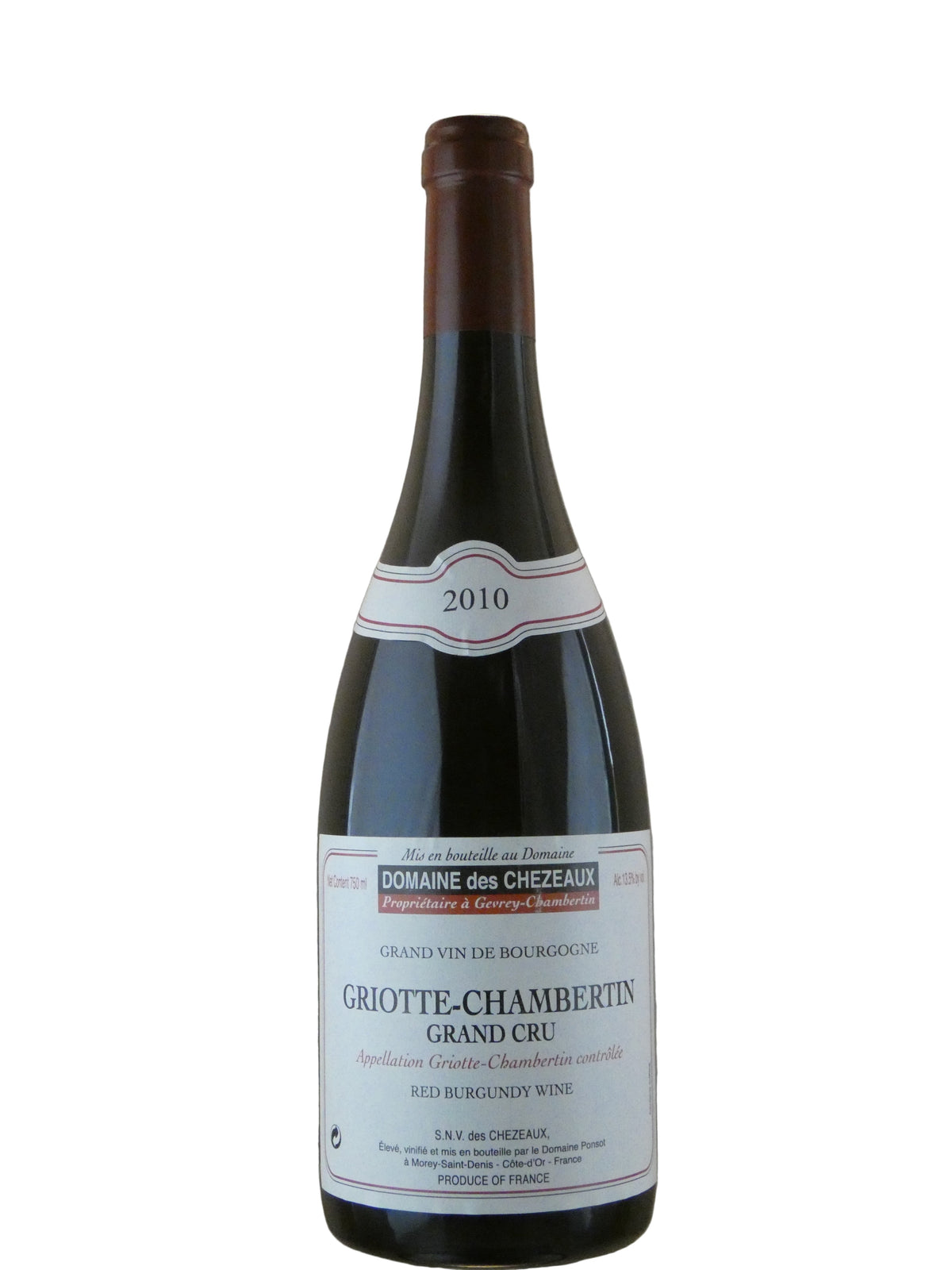 Domaine des Chezeaux Griotte-Chambertin Grand Cru (Ponsot) - 2010 (750ml)