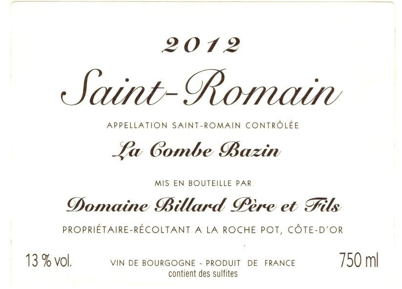Domaine Billard Saint Romain Les Combes Bazin Blanc - 2023 (750ml)