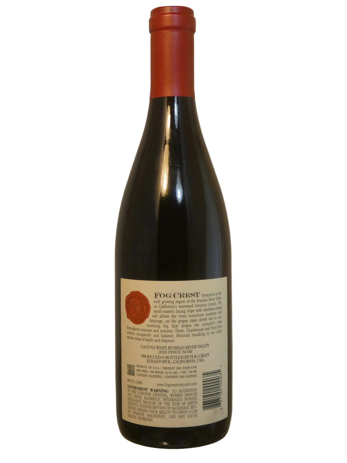 Fog Crest Vineyard Laguna West Pinot Noir - 2020 (750ml)