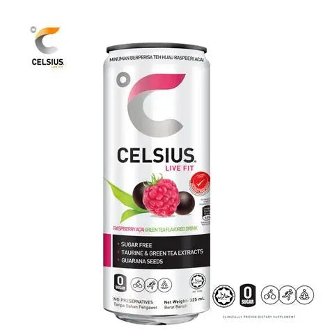 Celsius Raspberry Acai Green Tea (12oz Can)