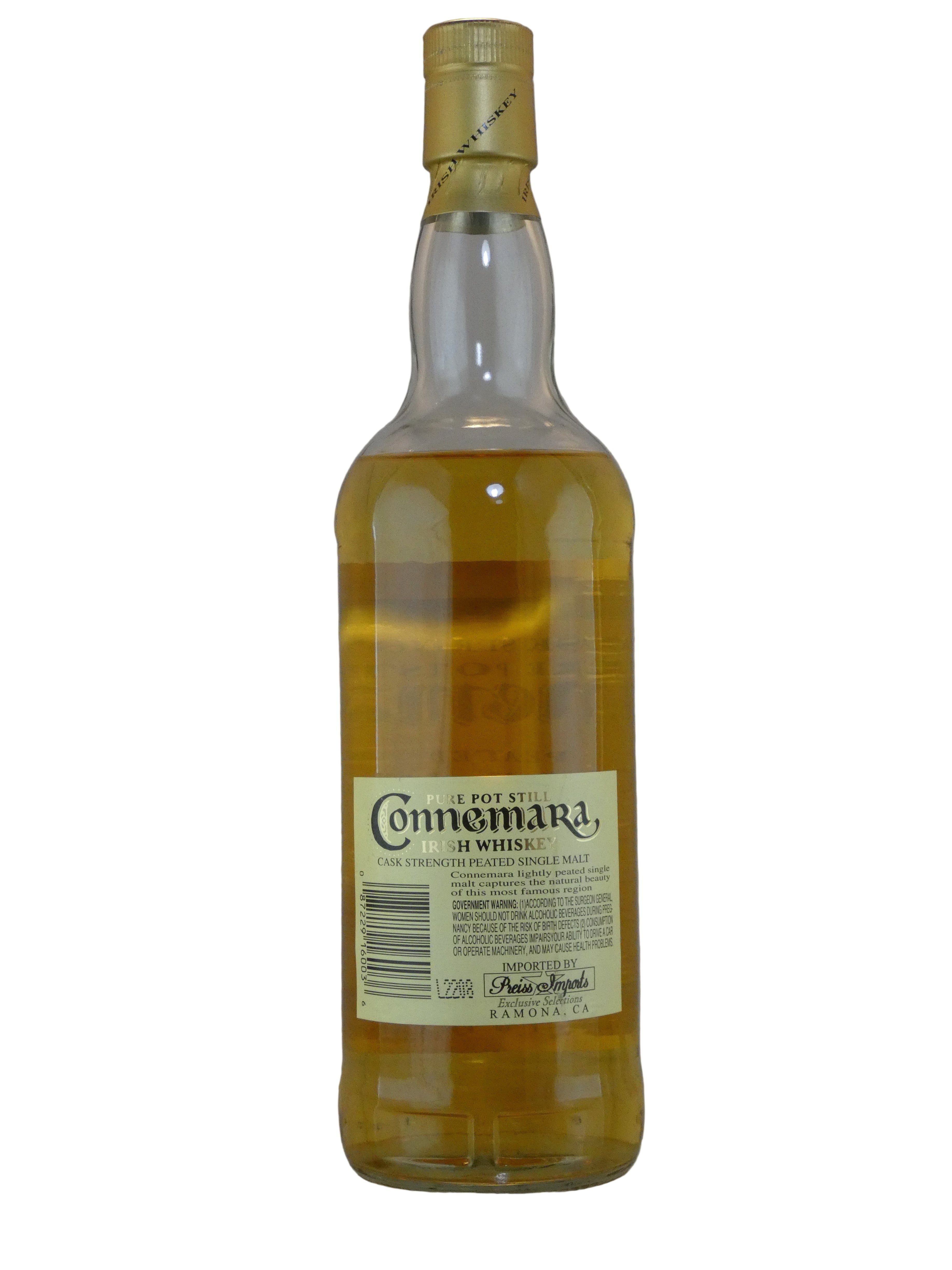 Connemara Cask Strength Peated Single Malt Irish Whiskey (750ml) (Preiss Imports) 1990's Bottling