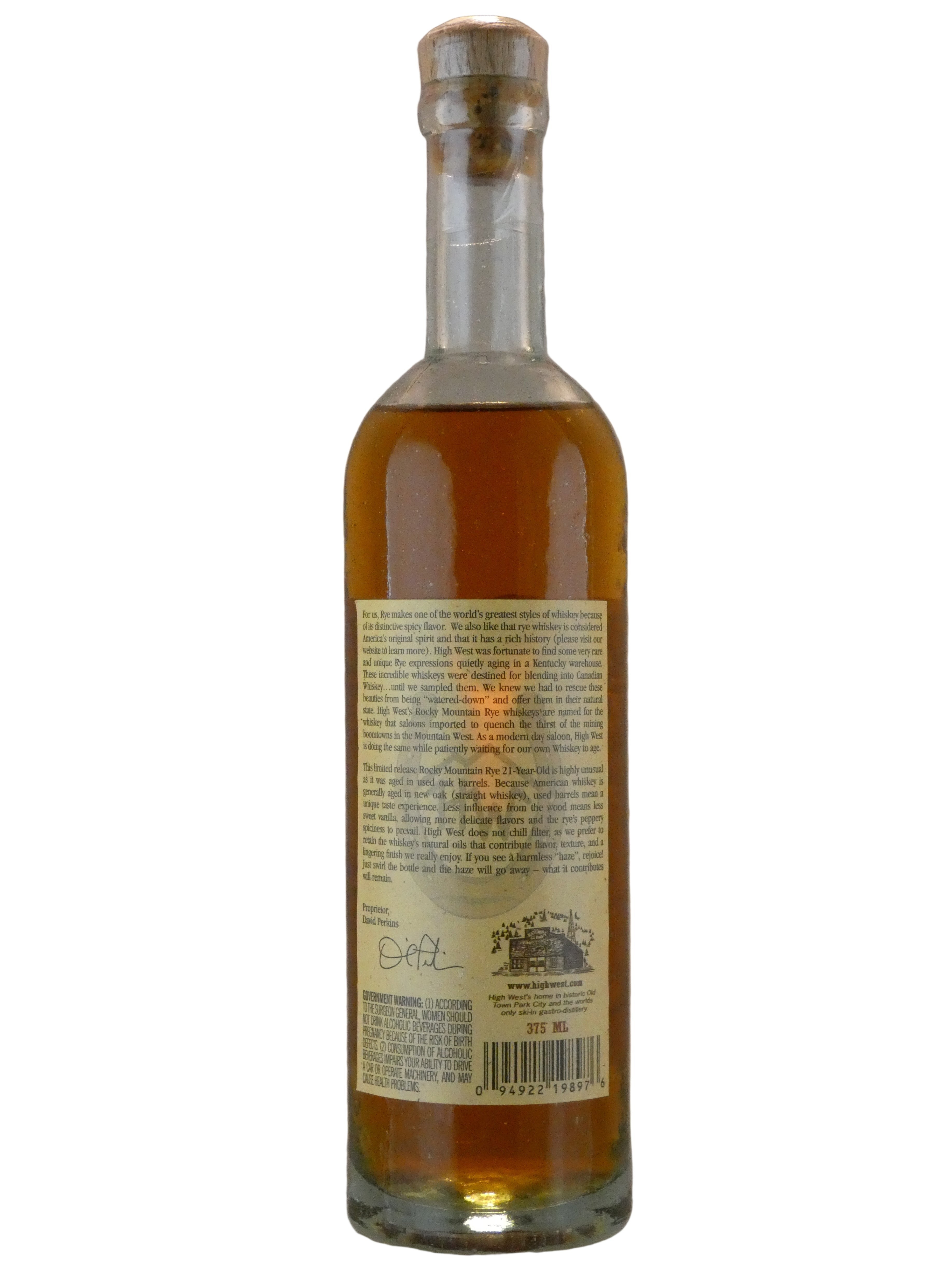 High West Distillery Very Rare 21 Year Old Rocky Mountain Rye Whiskey Batch 10 (375ml)